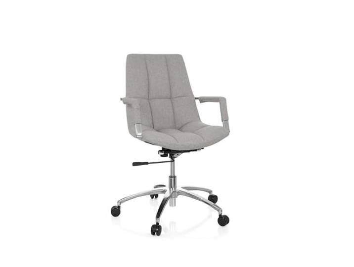 hjh OFFICE 670912 Schreibtischstuhl SARANTO Stoff Hellgrau Bürostuhl mit Armlehnen im Retro-Design, höhenverstellbar
