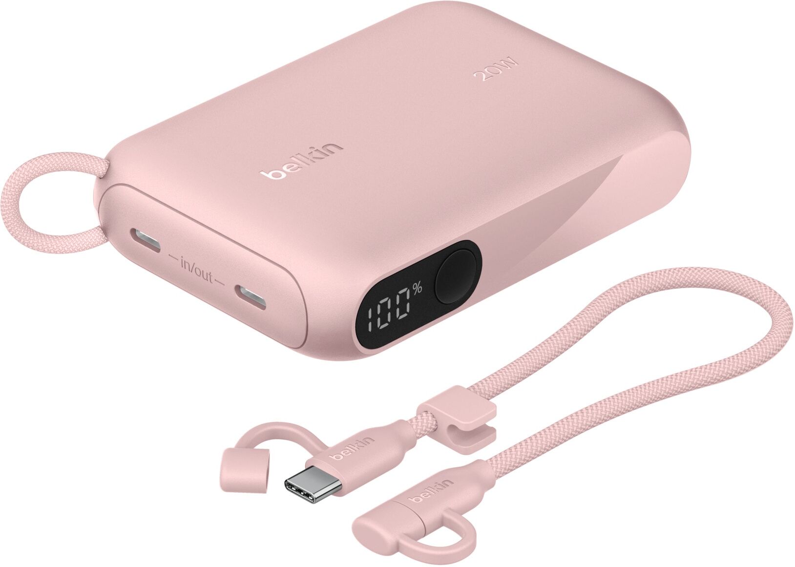 Belkin Powerbank "BoostCharge Powerbank 10K mit Display", rosa (pink), 3,7 V 10.000mAh, Akkumulatoren, Powerbank