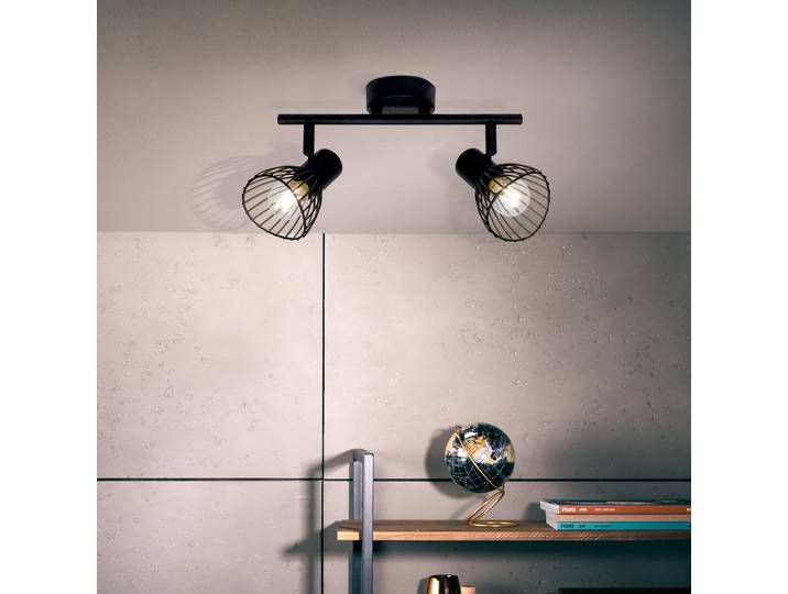 BRILLIANT Tube spot Elhi spot de plafond moderne métal noir 2 flammes têtes orientables 2x E14 max. 40 W