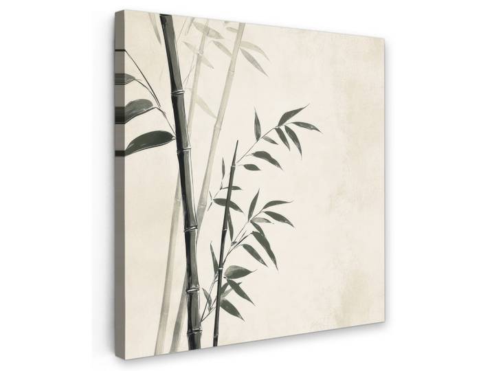 LEINWANDBILD Japandi - Bambus - Beige Deko Groß 90x90 cm