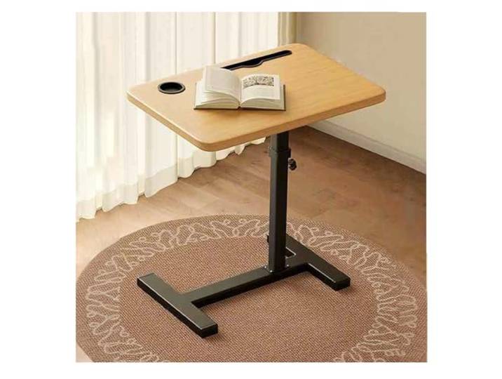 JIiopCFegh Beistelltisch, 360° drehbarer Beistelltisch, stufenlos höhenverstellbar – moderner(Card Slot Model,Black Wood Frame)