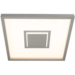 LED Deckenleuchte silber Wohnzimmerlampe quadratisch Deckenlampe mit Hintergrundbeleuchtung, Backlight, 22W 3000Lm warmweiß, LxBxH 42,3x42,3x3,9 cm