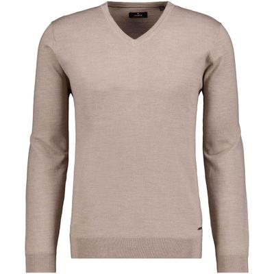 Rundhalspullover RAGMAN, Herren, Gr. 58, beige, Strick, 100% Wolle, ohne Ausschnitt, Pullover Rundhalspullover