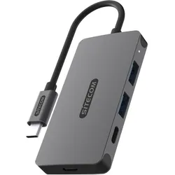 Sitecom CN-5013USB-C-2xUSB-A+2xUSB-C10GbpsH (USB-C, 4 Ports), Dockingstation + USB Hub, Grau