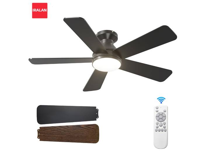 Lustre de plafond LED IRALAN avec ventilateur, 6 vitesses, télécommande, variateur d'intensité infini, ventilateur de plafond pour chambre à coucher, salon