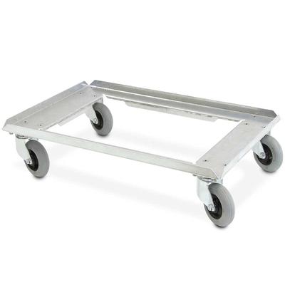 BRB Flüsterroller Edelstahl Transportroller, geräuscharm, für Behälter 600 x 400 mm/Eurokästen/Bäckerkörbe
