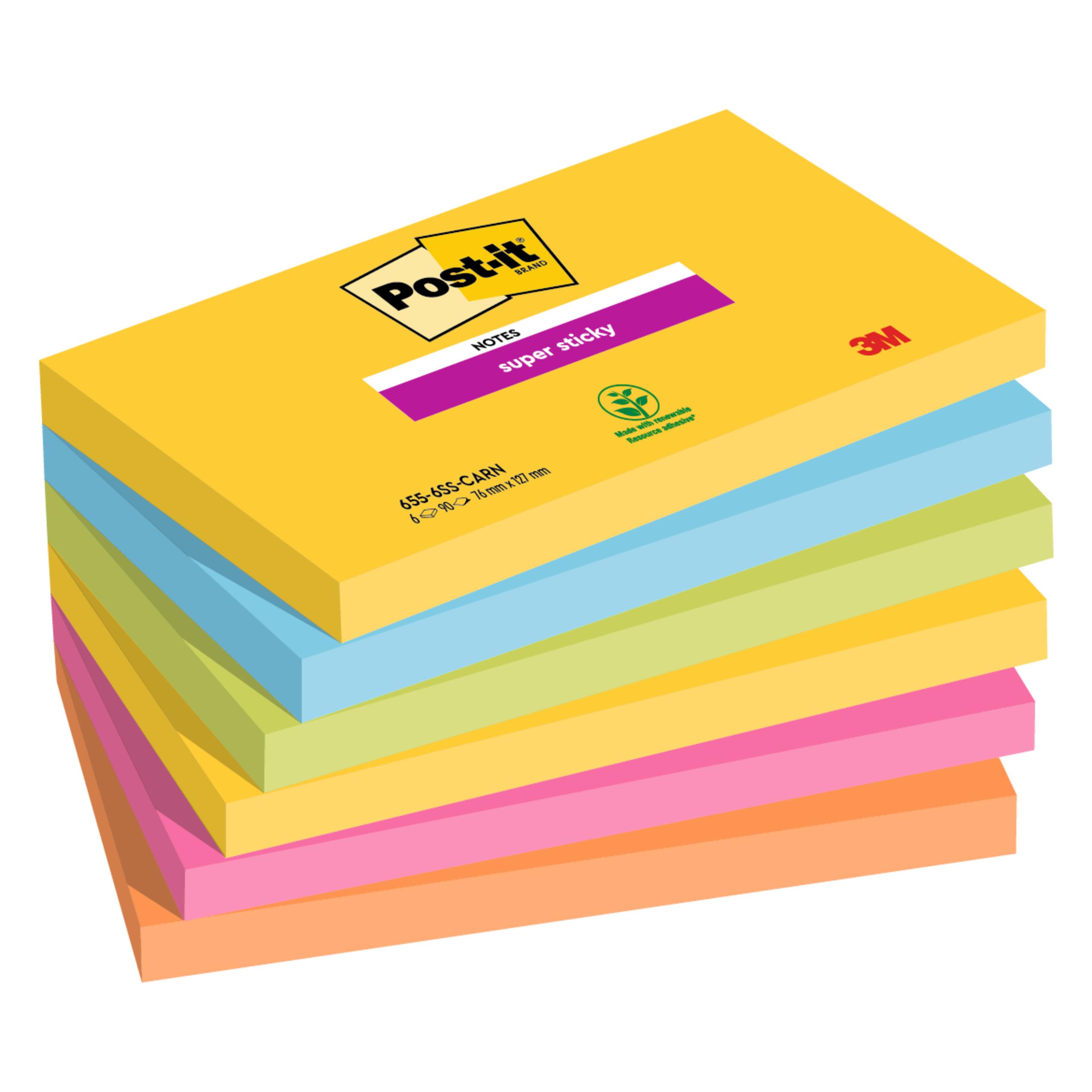 Post-it Super Sticky Carnival (127 x 76 mm) (655-6SS-RIO)