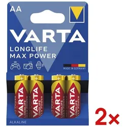 Varta 2x 4er-Pack Batterien »LONGLIFE Max Power« Mignon / AA / LR06