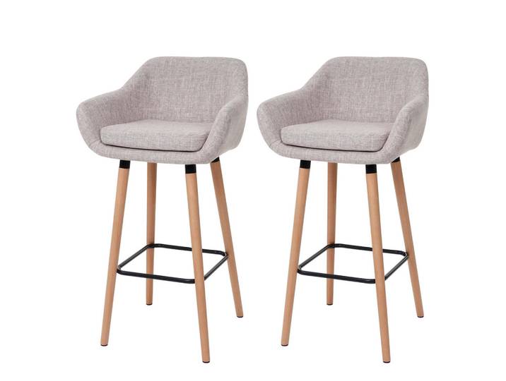 MCW Barhocker Hellgrau 2er-Set, 53x99x45 cm, Esszimmer, Barmöbel, Barhocker