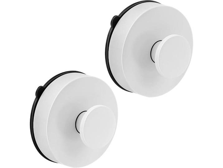 Wandhaken 2-teiliges Set Weiß Ohne Bohren, Kunststoff, 3.5x2.9x6.5 cm, Badaccessoires, Haken
