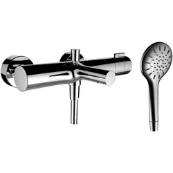 LAUFEN TwinPlus Wannenmischer, Aufputz, Thermostat, 2 Verbraucher, Umsteller, inklusive Handbrause/Brauseschlauch, HF905461100600