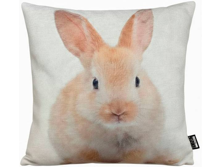 Dekokissen DONE. BUNNY , beige (beige, bedruckt), B:45cm L:45cm, Polyester, Dekokissen_Sitzkissen_Kissenhüllen, Dekokissen, Strapazierfähiger Textildruck, mattes, hochwertiges Erscheinungsbild