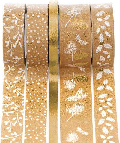 Heyda Deko-Tapes "Weihnachten", gold-weiß, 6–18 mm, 25 m