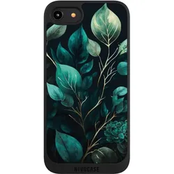 Nivocase Handyhülle für Apple iPhone 8 Hülle NIVOpure Case Schwarz Blätter schwarz Eukalyptus (Apple iPhone 8), Smartphone Hülle, Schwarz