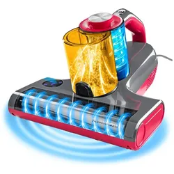CleanMaxx Roterende mijtstofzuiger mit UV-C-Licht und HEPA-Filter für Allergiker, Staubsauger, Grau, Rot