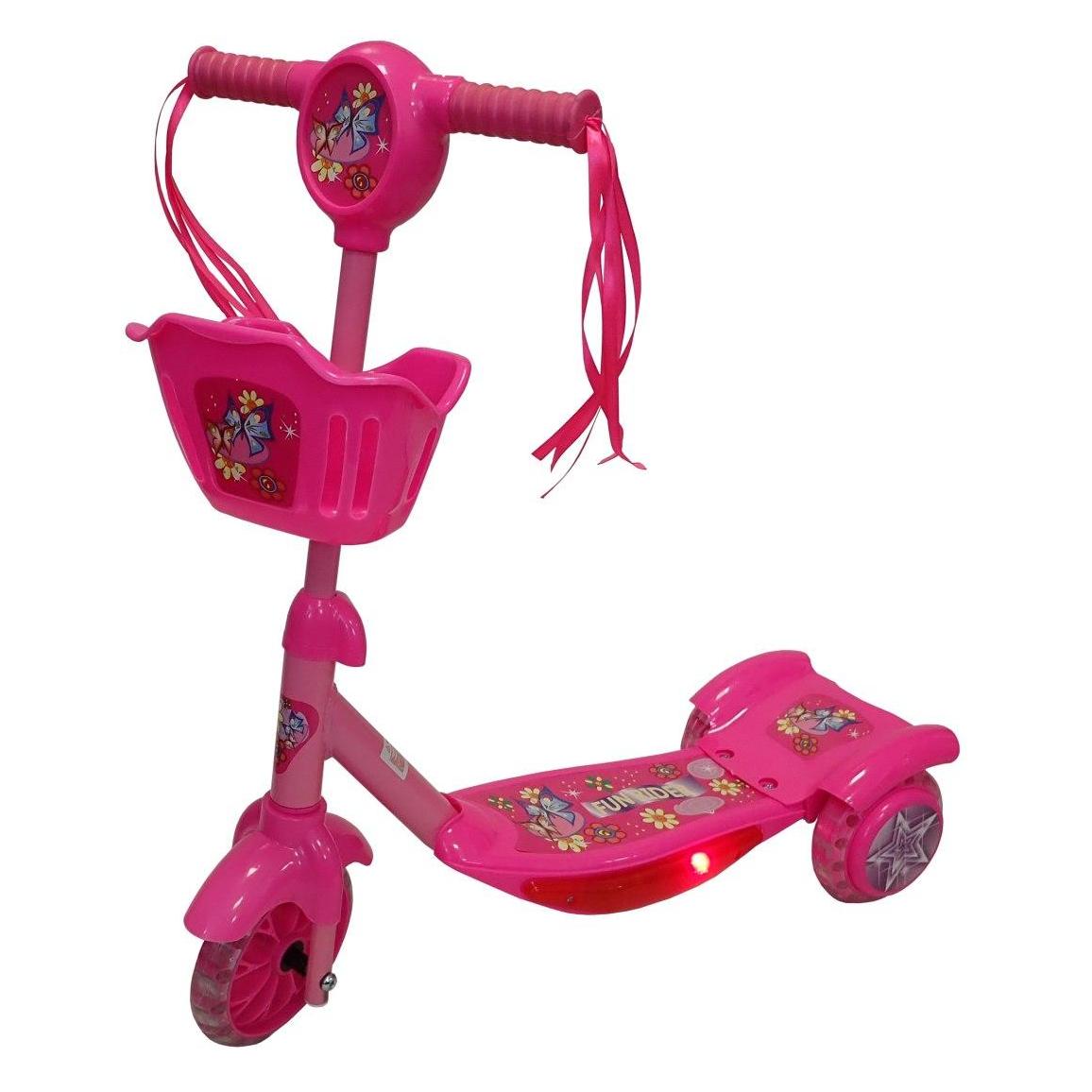 Kubi Sport Dreirädriger Kinder-Tretroller mit leuchtenden LED-Rädern, rosa, mit Gleichgewichtsfunktion (76181507)