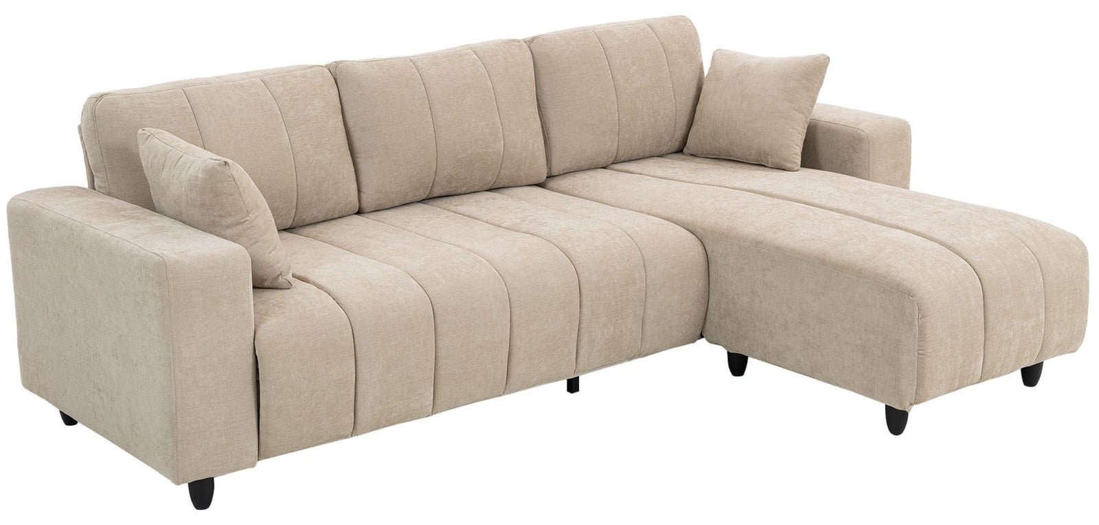 HOMCOM Hoekbank met omkeerbare chaise longue en verstelbare hoofdsteunen, beige