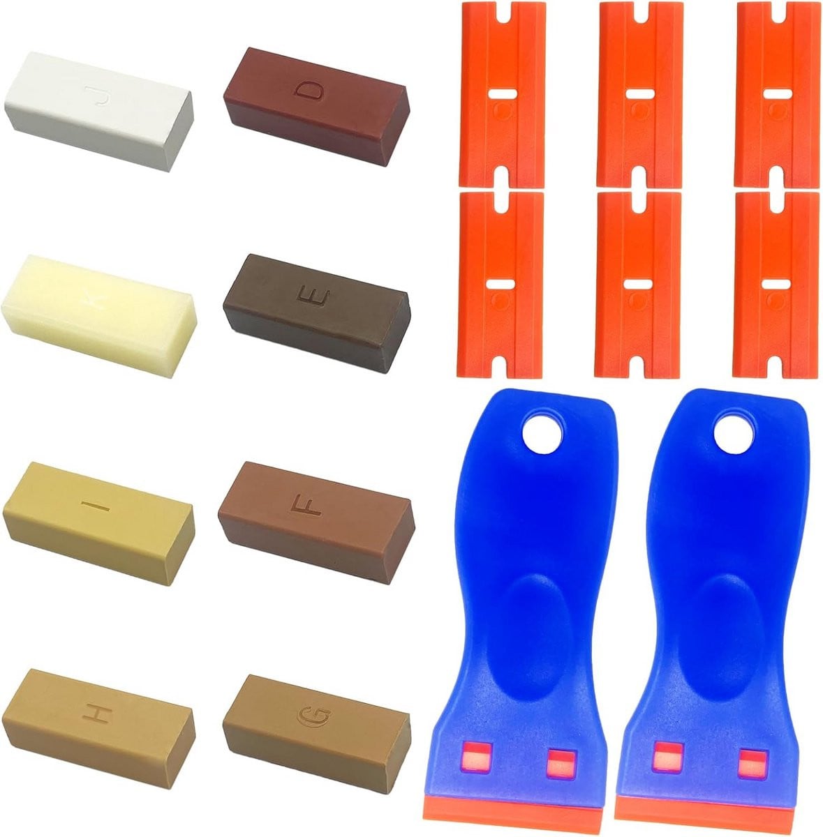 Hout Reparatieset met 18 Delige Wax voor Meubels en Vloeren in 8 Kleuren - Multicolor