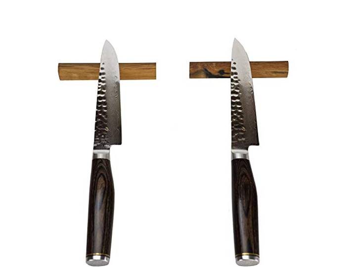 Palatina Werkstatt ® 2-tlg. KAI Shun Premier Tim Mälzer Steakmesser-Set aus Damaststahl, TDMS-400 + 2 handgefertigte Messerbänkchen aus Fassholz