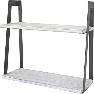 No 2-Tier Modern Rustic Floating Wall Shelves - 6.7D x 24.5W x 16.1