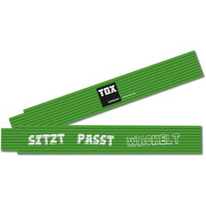 Tox Zollstock 09969003/T, Holz, 2m, Gliedermaßstab, grün