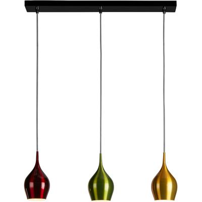 SEARCHLIGHT Pendelleuchte "Vibrant 3Lt Pendelleuchte - Buntes Metall", bunt (mattschwarz, weinrot, goldfarben, grün, weiß), H: 25,5cm, 1 Stk., Leuchten, Pendelleuchte