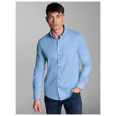 Poloshirt TRIGEMA "TRIGEMA Business-Hemd aus DELUXE-Single-Jersey", Herren, Gr. L, blau (horizont), Single Jersey, 100% Baumwolle, lang, ohne Ausschnitt, Shirts