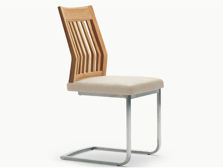 Stuhl Espada - mattschwarz - Kernbuche - Echtleder - beige