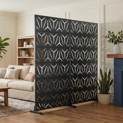 Lirago 2Pcs Outdoor Freestanding Metal Privacy Screen Decorative Partition Panel for Patio Garden Balcony