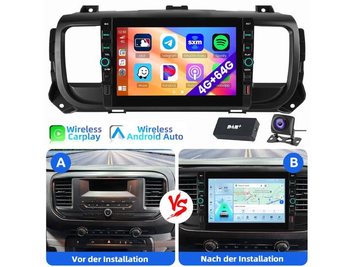 ESSGOO Für Citroen Jumpy Peugeot Expert Space Tourer 2016-2022 Autoradio (RDS, Digitalradio (DAB), FM)