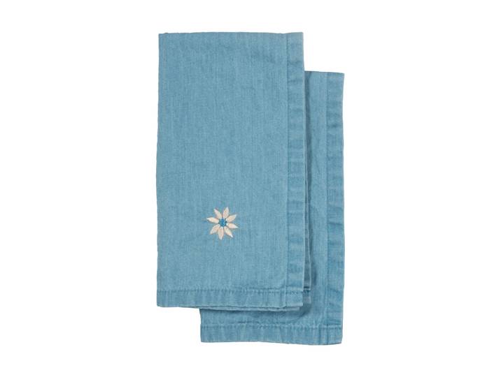 Sagaform Torchon de cuisine Eden denim 50x70 cm lot de 2 Bleu