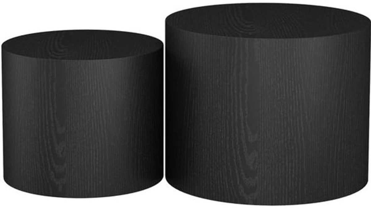 Set van 2 zwarte ronde koffietafels met diverse hoogtes