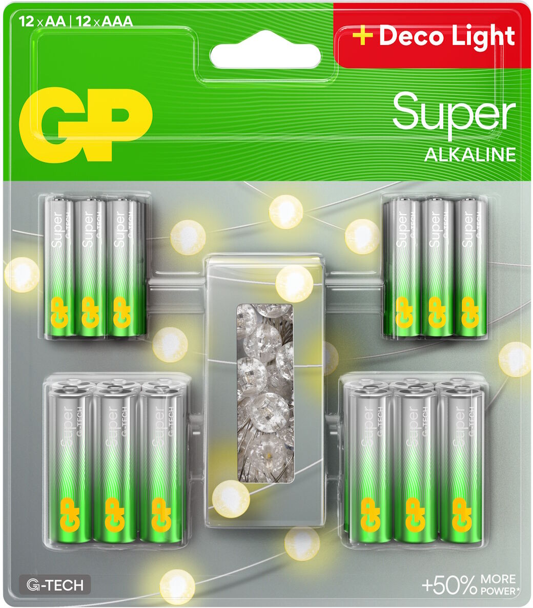 GP Batteries 12xAA 12xAAA with Free Decorative LED Lights