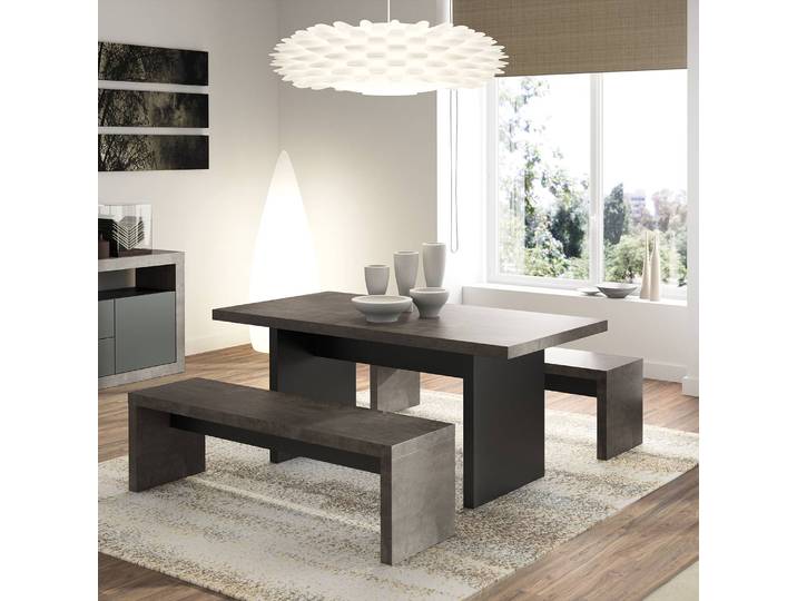 Sitzbank 140 x 43 x 38cm Schwarz/Grau