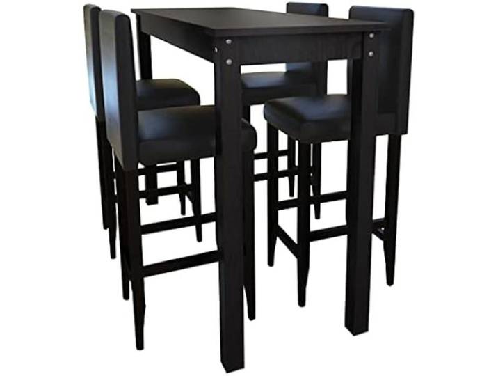 Table de Bar - VIDAXL - Noir - 1 Table et 4 Tabourets - Style Contemporain - Ergonomique