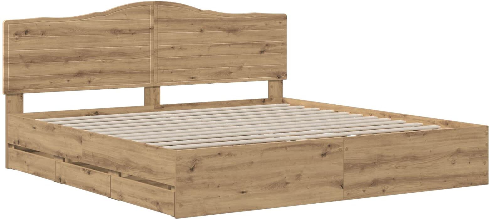 vidaXL Bed Frame with Storage and Headboard Artisan Oak 180 x 200 cm