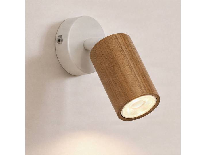Wandstrahler Nisse Luminex, dimmbar, weiß / opal, für Wohn- / Esszimmer, Holz, Wandstrahler
