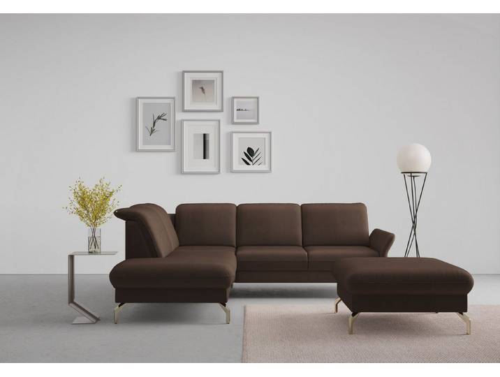 sit&more Ecksofa Fashion L-Form, wahlweise mit Kopfteilverstellung, Vorziehsitz, motorisch, Nickelfüße