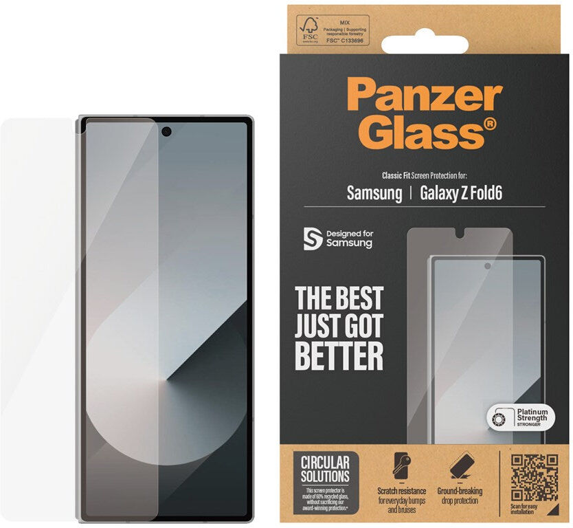 Samsung Galaxy Z Fold6 PanzerGlass Classic Fit Beskyttelsesglas - Platinum Strength - Gennemsigtig