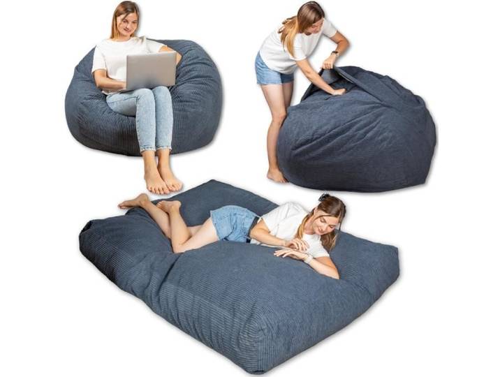 Pouf lit convertible 2en1 - Bananair - Bleu foncé Fabriqué en France