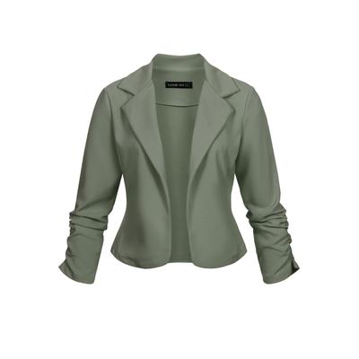 Jackenblazer CLOUD 5IVE "CLOUD 5IVE Short Blazer with ruched sleeves", Damen, Gr. L, weiß, neutral, 95% Polyester, 5% Elasthan, Blazer