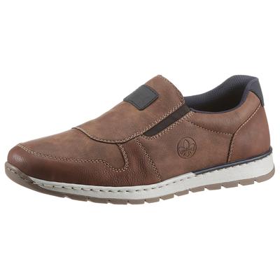 Slipper RIEKER, Herren, Gr. 43, Textil, braun, Lederimitat, Nubuklederimitat, Schuhe Slipper, mit seitlicher Logoprägung