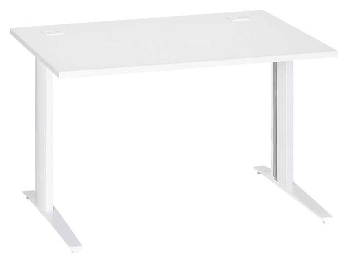 Bureau droit Excellens L 120 cm blanc piétement métal plus blanc - - Bruneau