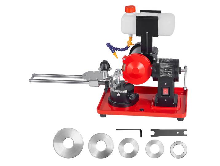 Vevor Affuteuse De Lame De Scie Circulaire Avec Reservoir Eau Machine A Affuter Lames De Scie Circulaire Electrique 80-700 Mm\, 370 W\, Avec Meule 125 Mm\, 6 Centres De Centrage Dont 10 Mm Pre-installe