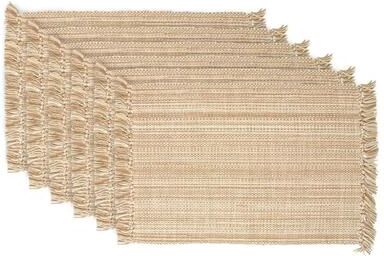 DII Design Imports Fringe Brown Variegated Kitchen Placemat Set (Set of 6)