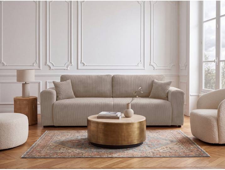 yourhouse24 Schlafsofa CAPRI L mit Schlaffunktion & Bettkasten – Freistehende Couch