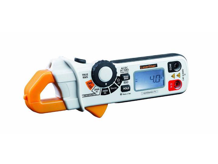 Spannungsprüfer Laserliner MultiClamp-Meter Pro , bunt (weiß, schwarz, orange, gelb), B:6,5cm H:16,4cm L:3,2cm, Kunststoff, Spannungsprüfer, Spannungsprüfer, 1999 Digits, CAT III 600 V nach IEC 1010