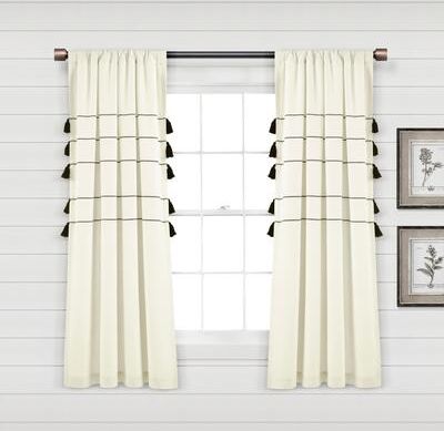 Lush Decor Farmhouse Boho Stripe Woven Tassel Yarn Dyed Cotton Window Curtain Panel Pair