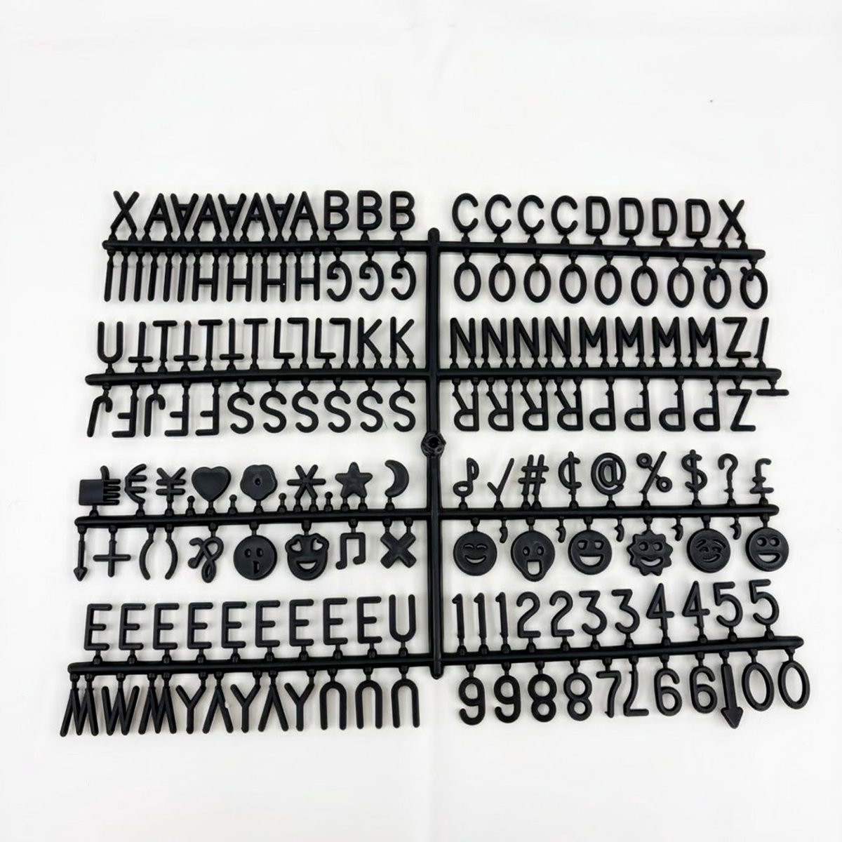 NUVEX Letterbord Accessoires Set - 170 Stuks Zwarte Kunststof Letters, Cijfers en Symbolen - 1,91 cm - Geschikt voor Vilten Prikborden