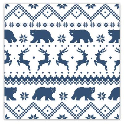 Ava 20 Papierservietten 33x33cm Tischservietten 3lagige für Party Winter Weihnachten Gastronomie Einweg mit nordischem Muster Blau Weiß